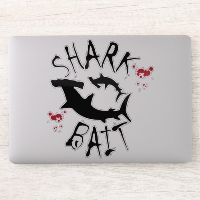 Blood Splashed Shark Bait Funny Surfing Sticker (Computer)