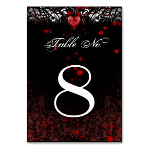 Blood Splatter Black & White Halloween Table No. Table Number