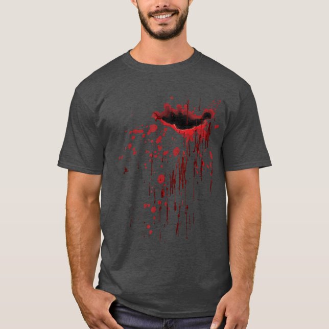 Blood Splatter Blood Stained Halloween Zombie vint T-Shirt (Front)