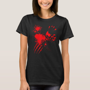 Blood Splatter Bloody Hand Real Halloween Costum T-Shirt