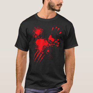 Blood Splatter Bloody Hand Real Halloween Costum T-Shirt