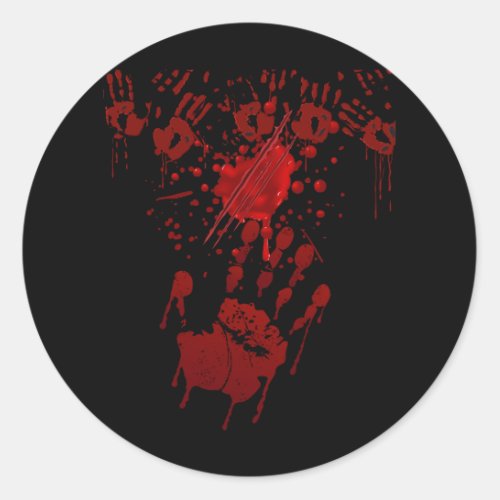 Blood Splatter Bloody Handprint Red Hand Zombie Ou Classic Round Sticker