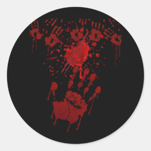 Blood Splatter Bloody Handprint Red Hand Zombie Ou Classic Round Sticker