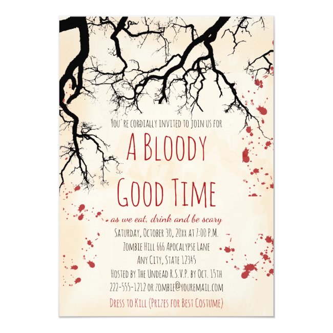 Blood Splatter Creepy Halloween Invitation