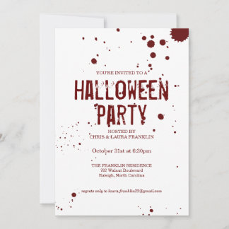Blood Splatter Creepy Halloween Party Invitation