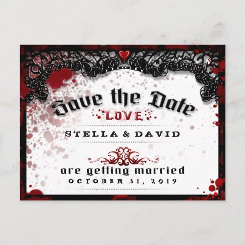 Blood Splatter Halloween Save Date PostCard