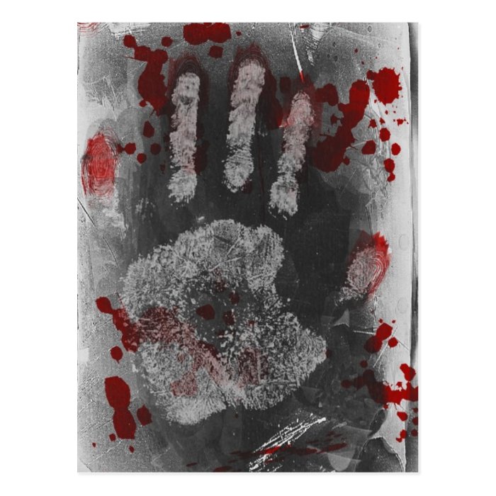 Blood Splatter Handprint Post Cards