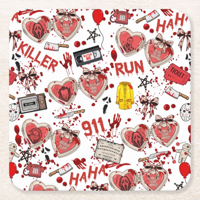 Blood Splatter Horror Movies Coasters (Front)