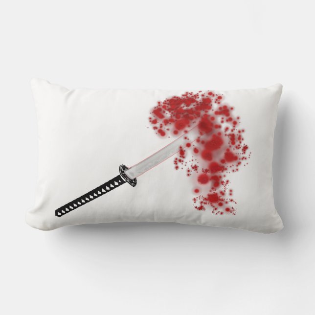 Blood Splatter Katana Lumbar Pillow (Front)