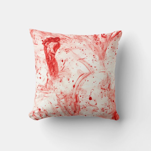 blood splatter mess throw pillow (Front)