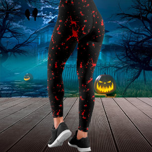 Blood Splatter Red & Black Halloween Leggings