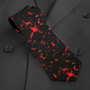 Blood Splatter Red & Black Halloween Neck Tie