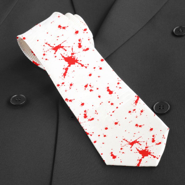 Blood Splatter Red & White Halloween Neck Tie (Blood Splatter Red & White Halloween Neck Tie)