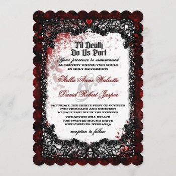 Blood Splatterd Til Death Wedding Reception Info Invitation by juliea2010 at Zazzle