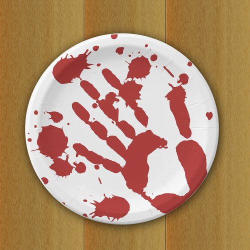 Blood Splattered Bloody Hand Print Paper Plates