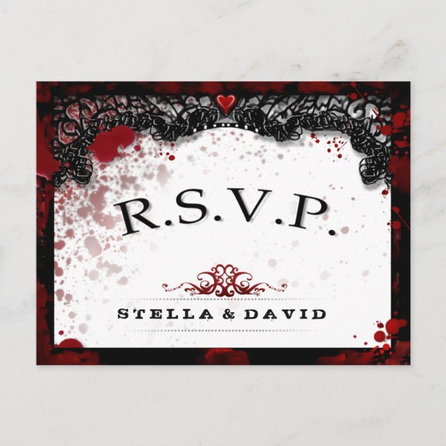 Blood Splattered Halloween Matching RSVP PostCard (Front)