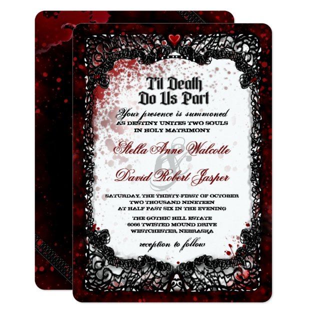 Blood Splattered Halloween Wedding Invitation