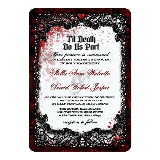 Blood Splattered Halloween Wedding Invitation Zazzlecom Blood Splattered Halloween Wedding Invitation R92f124f4b644493fa209d80fe0dc267f Zk9gc 540 Blood Splattered Halloween Wedding Invitation 256899157360565352