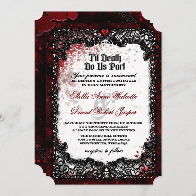 Blood Splattered Halloween Wedding Invitation