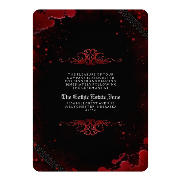 Blood Splattered Halloween Wedding RECEPTION INFO Card