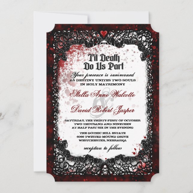 Blood Splattered Halloween Wedding RECEPTION INFO Invitation (Front)