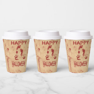 Blood Splattered Hand & Foot Print Halloween Paper Cups