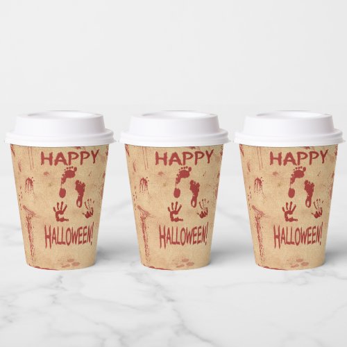 Blood Splattered Hand & Foot Print Halloween Paper Cups