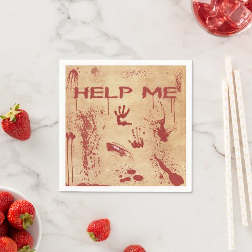 Blood Splattered Hand Print Halloween Napkins