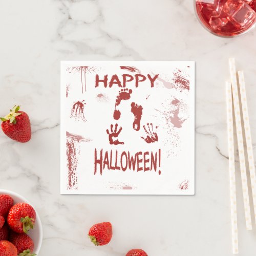 Blood Splattered Hands & Feet Happy Halloween Napkins