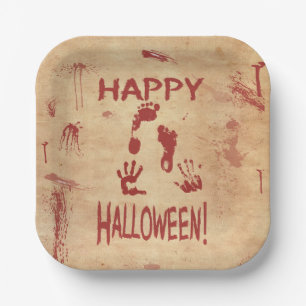 Blood Splattered Happy Halloween Paper Plates