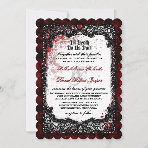 Blood Splattered Wedding Together With RECEPTION Invitation