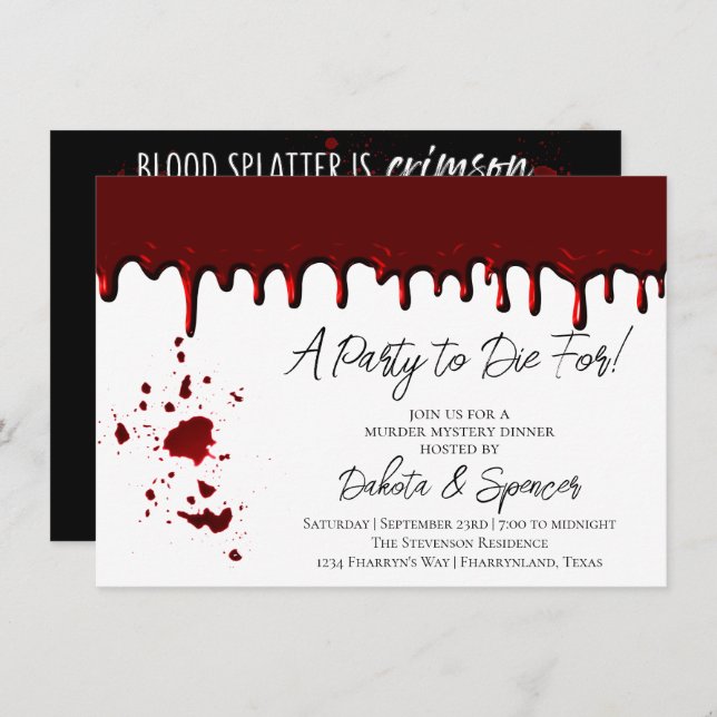 Blood Stains Are Crimson Red | Dark Murder Mystery Invitation (Front/Back)