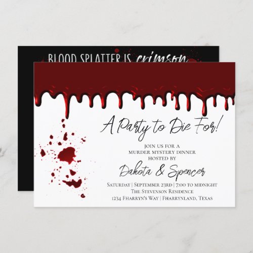 Blood Stains Are Crimson Red  Dark Murder Mystery Invitation