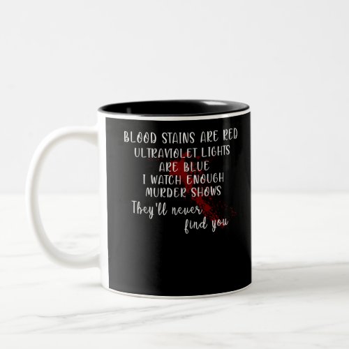 blood stains are red ultraviolet lights are blue Two_Tone coffee mug