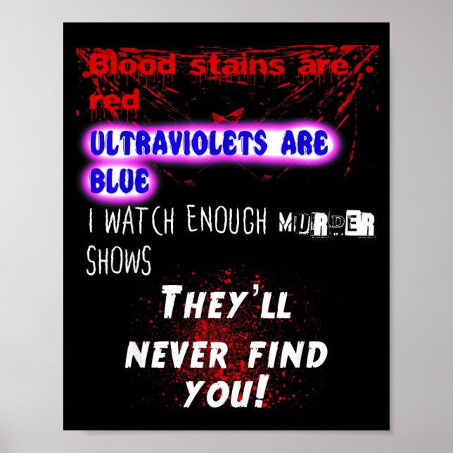 Blood Stains Are Red Ultraviolets Blue Theyll Neve Poster (Front)