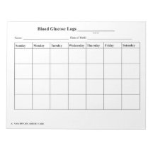 Blood Sugar Log Notepad - Monthly Calendar Style