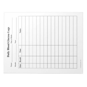 Blood Sugar Log Tear-offs Notepad