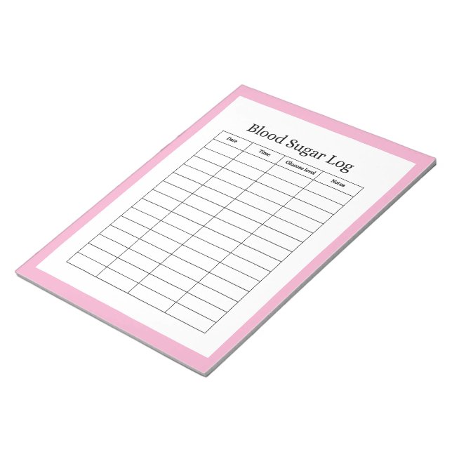 Blood Sugar Log Tracker Notepad (Angled)