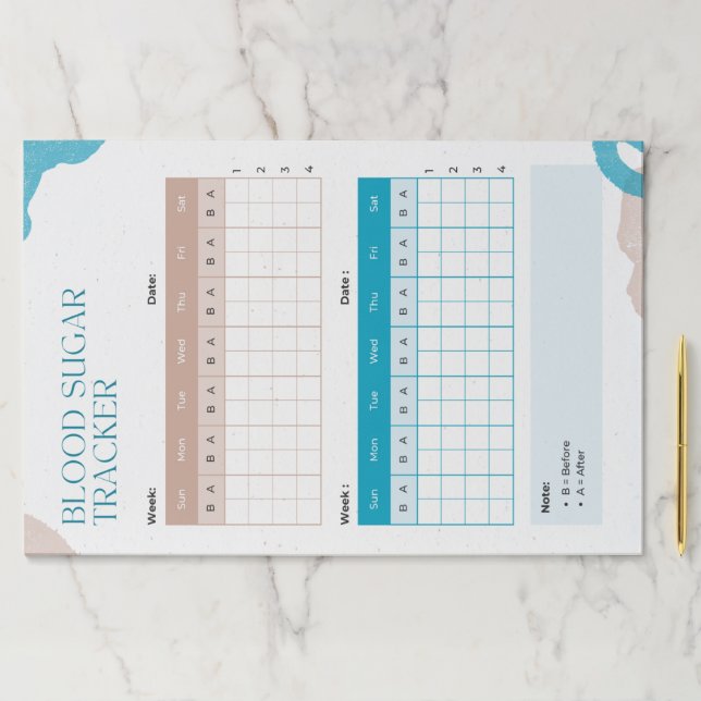 Blood Sugar Weekly Tracker  Paper Pad (Insitu)