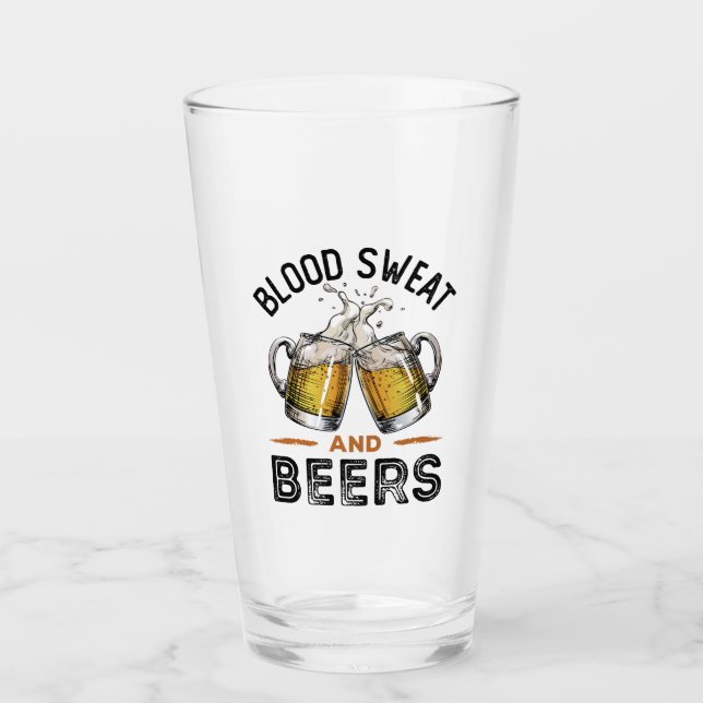 Blood Sweat and Beers Beer Drinker Workout Glass (Front)