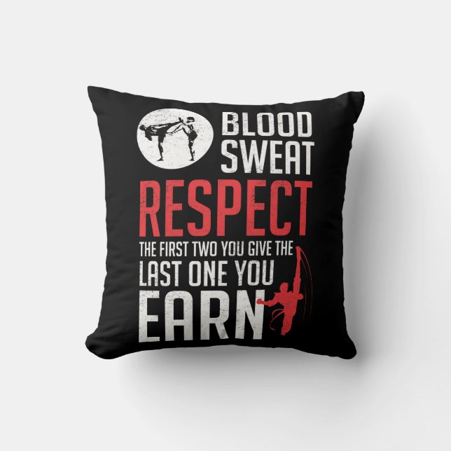 Blood Sweat Respect hapkido taekwondo karate judo Throw Pillow (Front)