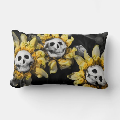 Blood Tea and Red String Skull Sunflower Pillow