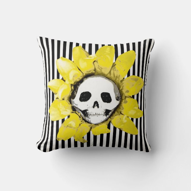 Blood Tea and Red String Skull Sunflower Pillow (Front)
