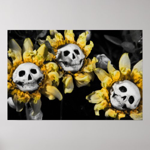 Blood Tea and Red String Skull Sunflower Print