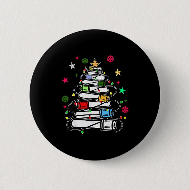 Blood Tube Christmas Tree Phlebotomist Tech Phleb  Button (Front)