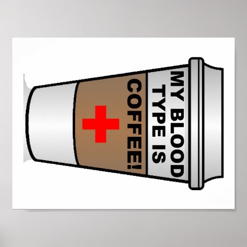 Blood Type Coffee Funny Poster