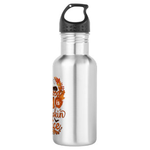 Blood Type Is Pumpkin Spice Halloween Black Cat Stainless Steel Water Bottle