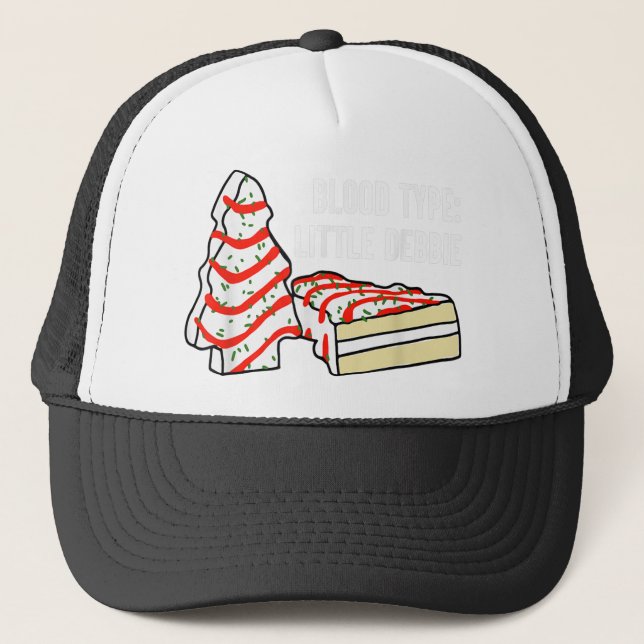 Blood type little debbie christmas tree snack cake trucker hat (Front)