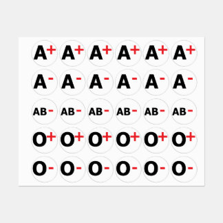 BLOOD TYPES LABELS