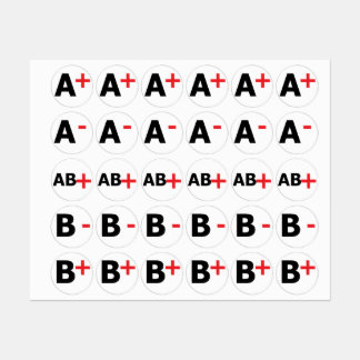 BLOOD TYPES LABELS